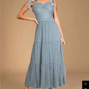NWT Lulu's Dusty Blue Midi Dress